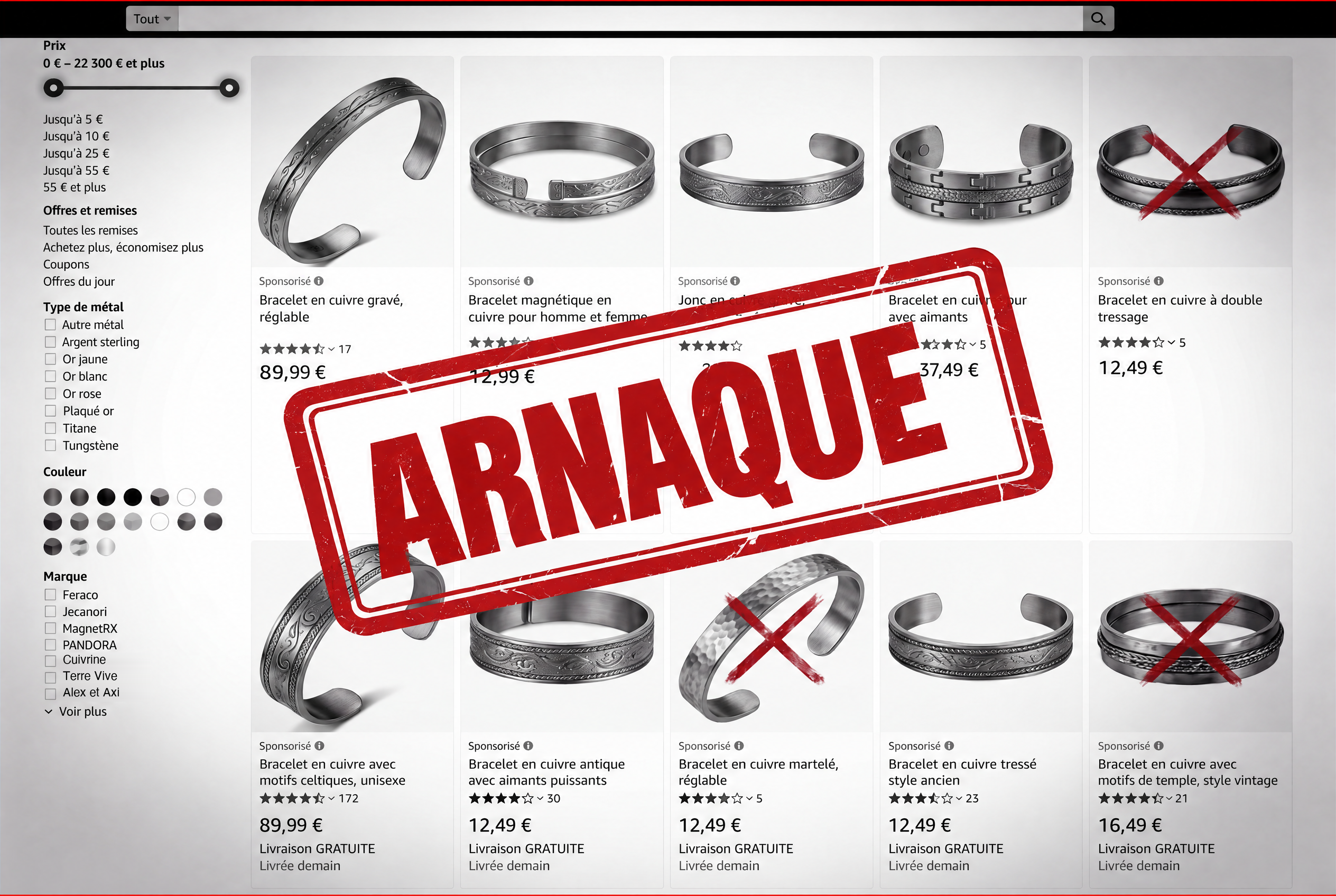 Du vrai cuivre face à une imitation plaquée