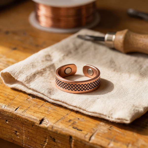 Bague en cuivre Damier de Marie & Sylvie