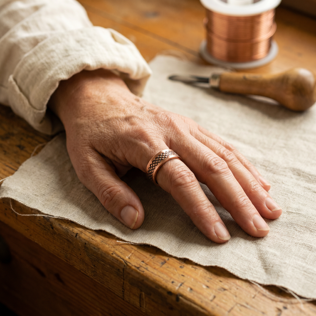 Bague en cuivre Damier de Marie & Sylvie