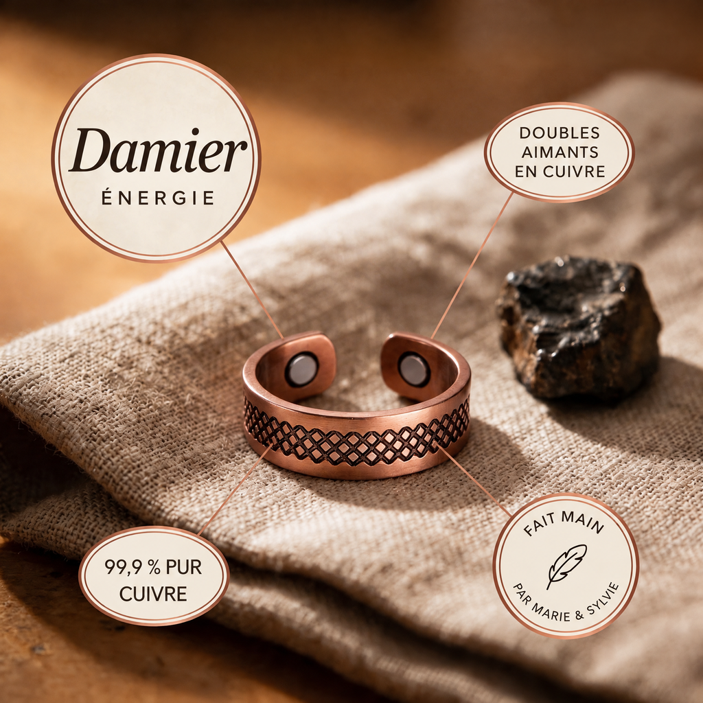 Bague en cuivre Damier de Marie & Sylvie