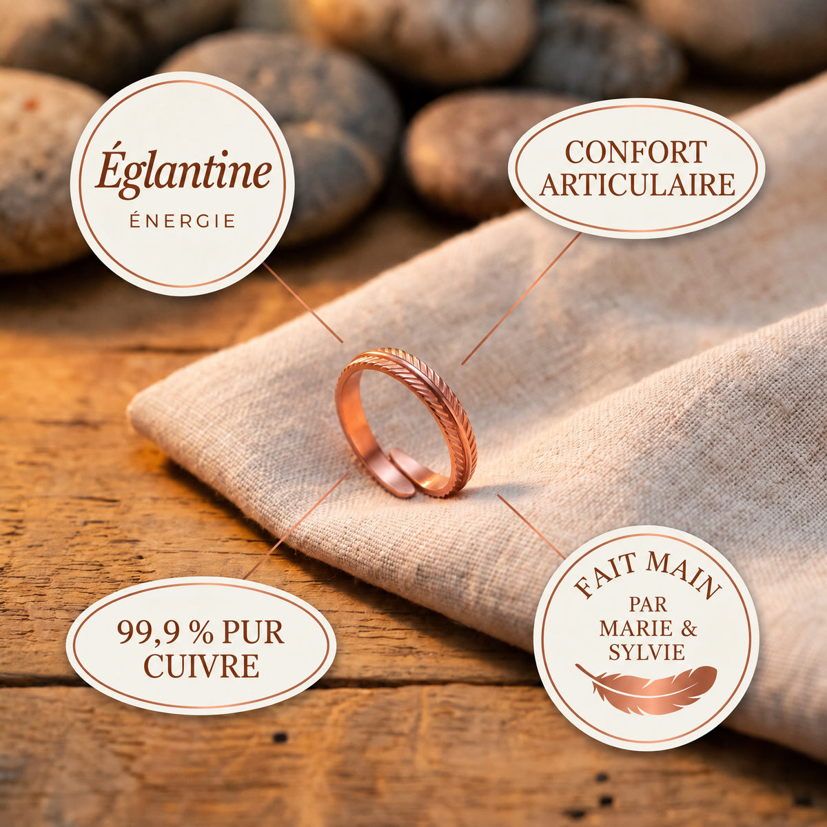Bague en cuivre Racine de Marie & Sylvie