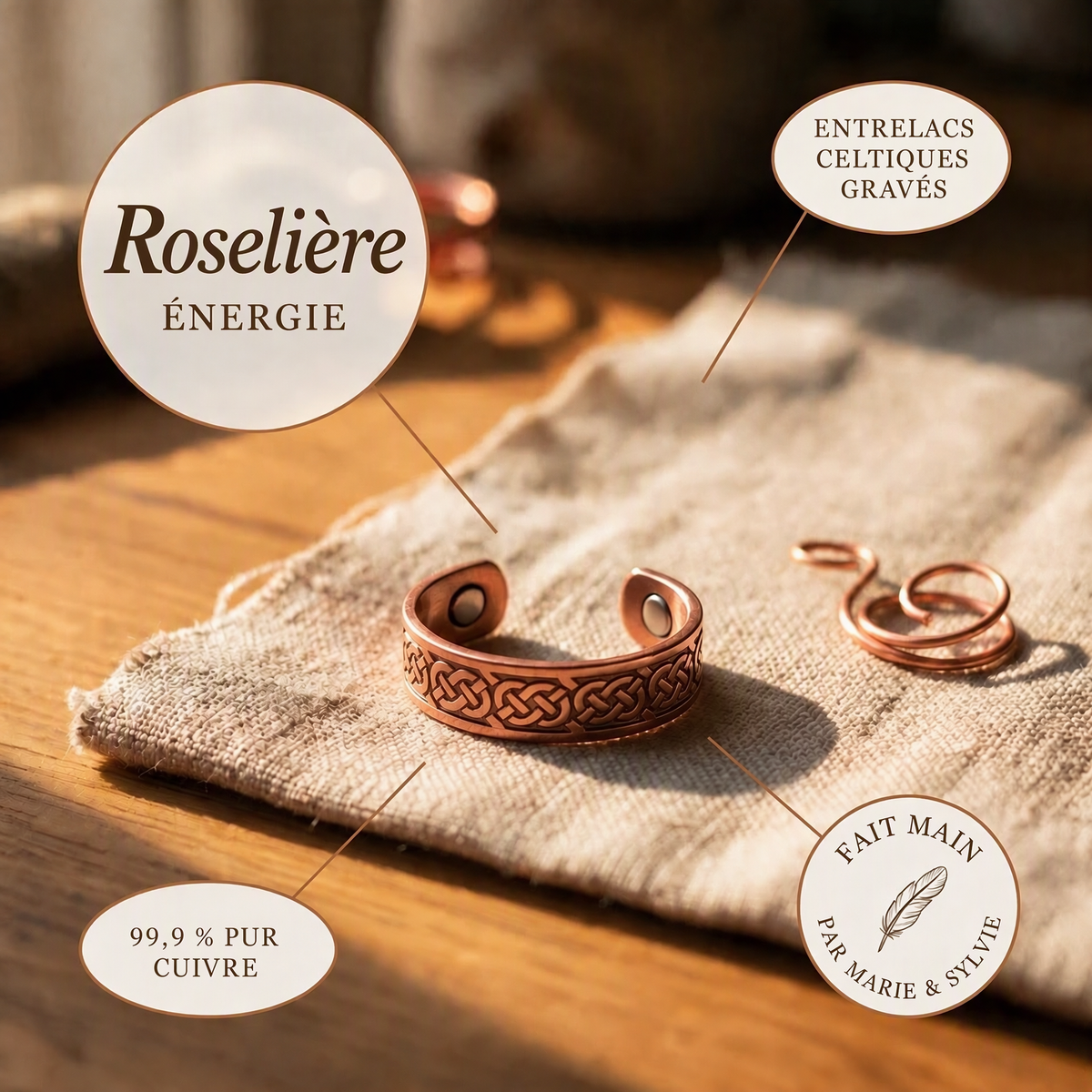 Bague en cuivre Roselière de Marie & Sylvie