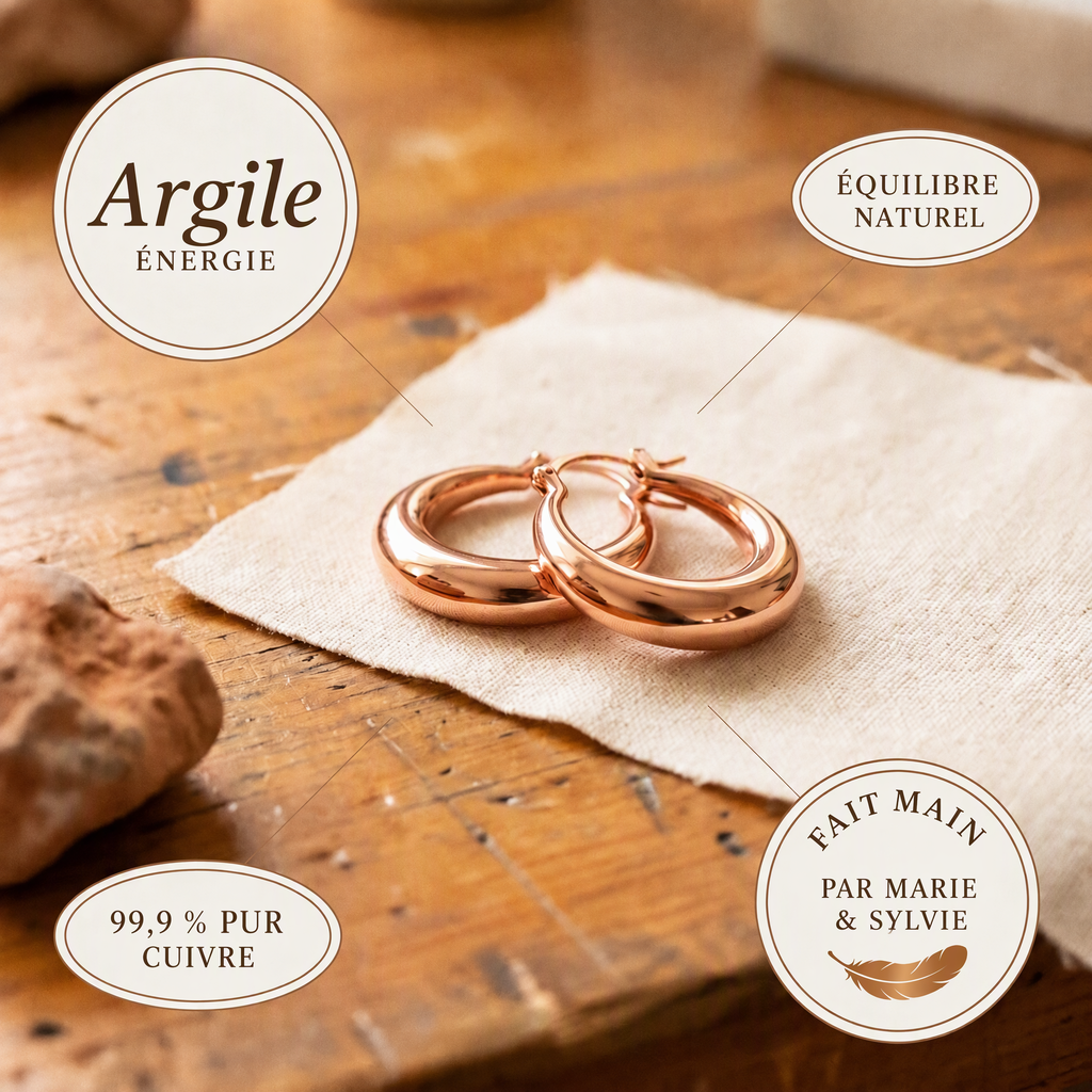 Boucles d'oreilles en cuivre Argile de Marie & Sylvie