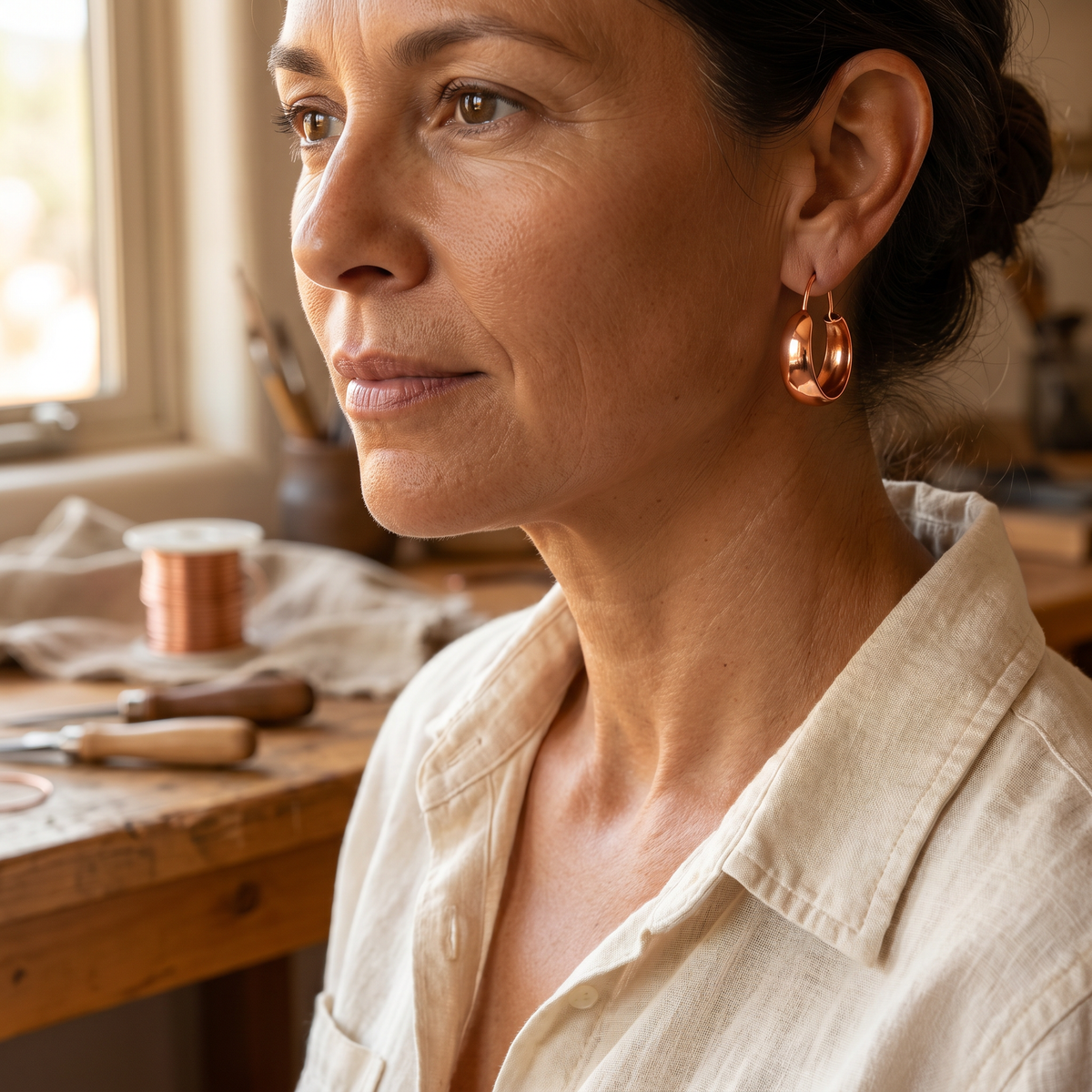 Boucles d'oreilles en cuivre Combe de Marie & Sylvie