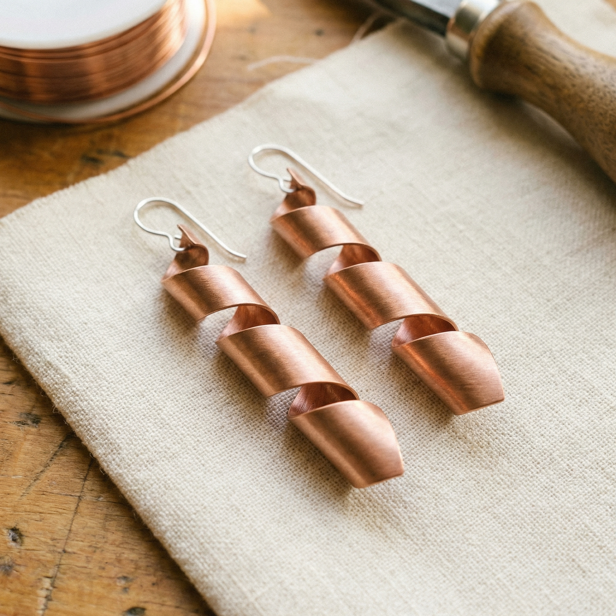 Boucles d'oreilles en cuivre Crépuscule de Marie & Sylvie