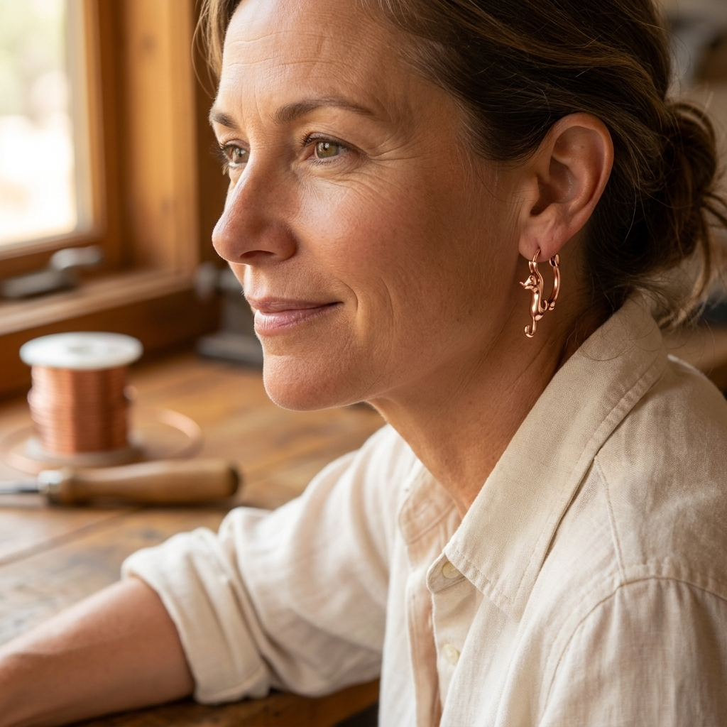 Boucles d'oreilles en cuivre Tourbillon de Marie & Sylvie