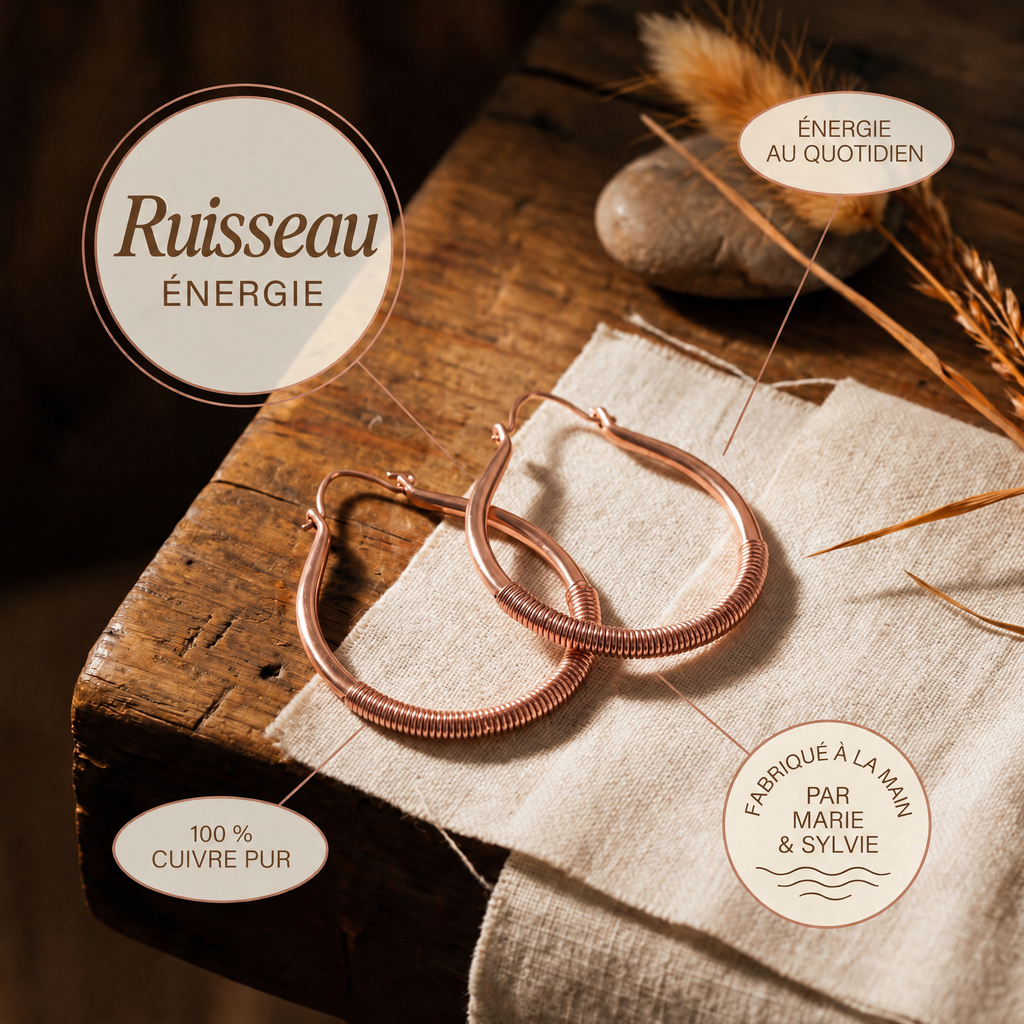 Boucles d'oreilles en cuivre Ruisseau de Marie & Sylvie