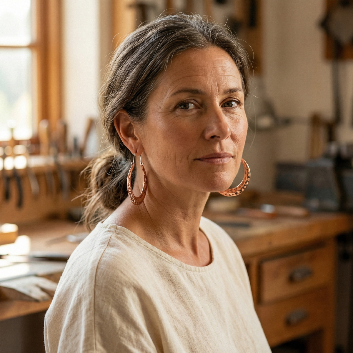 Boucles d'oreilles en cuivre Braise de Marie & Sylvie