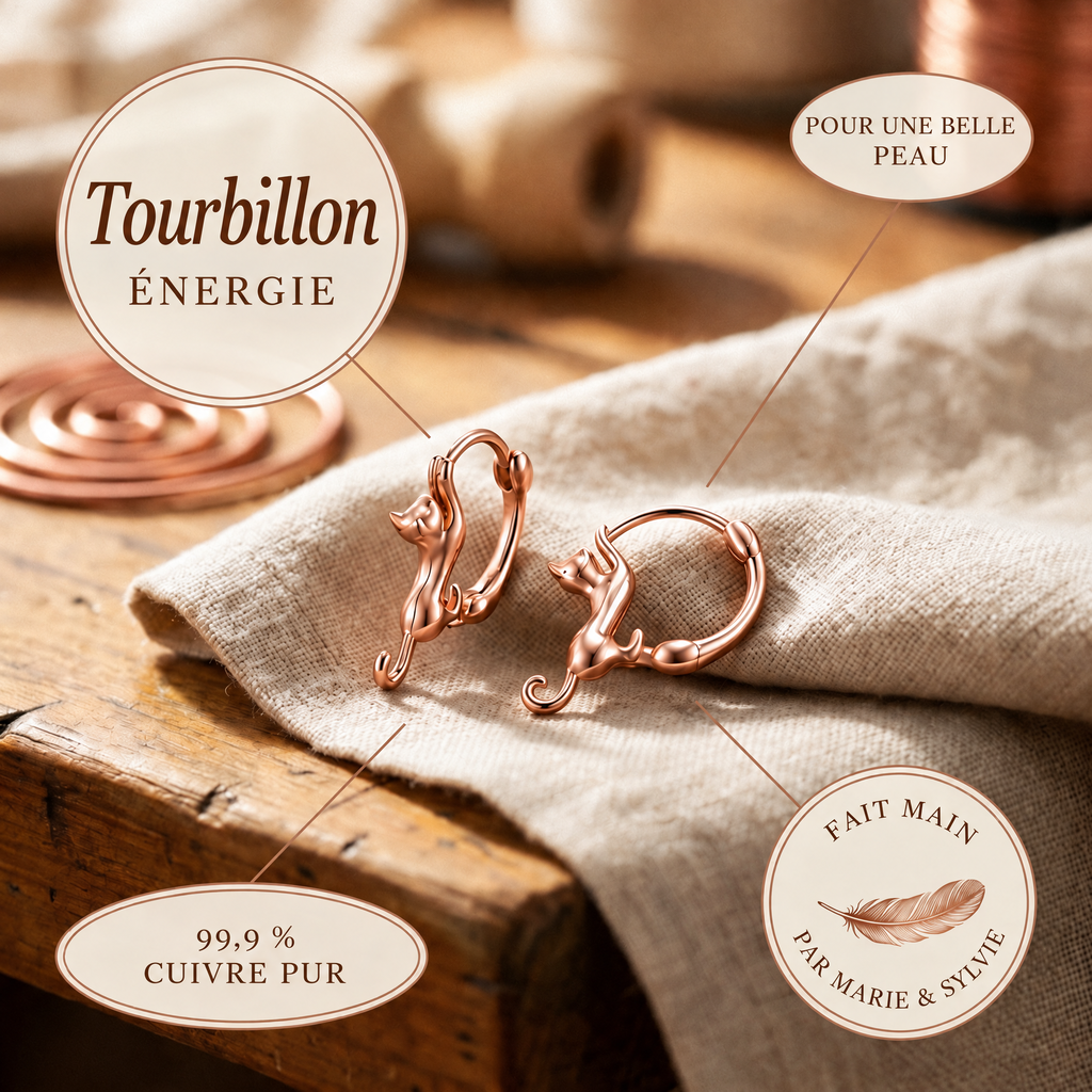 Boucles d'oreilles en cuivre Tourbillon de Marie & Sylvie
