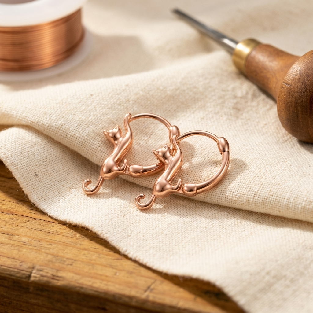 Boucles d'oreilles en cuivre Tourbillon de Marie & Sylvie