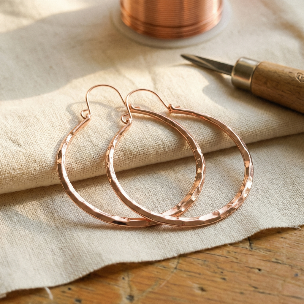 Boucles d'oreilles en cuivre Saule de Marie & Sylvie