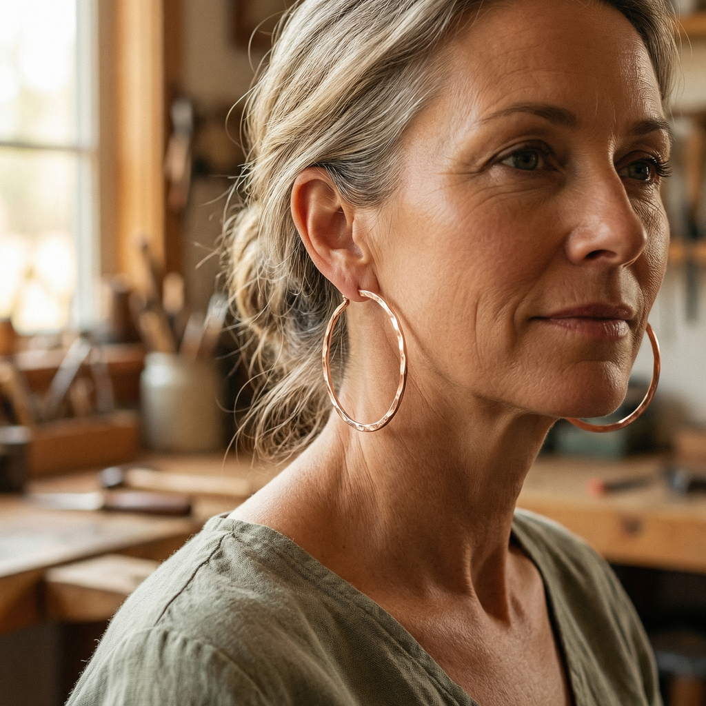 Boucles d'oreilles en cuivre Saule de Marie & Sylvie
