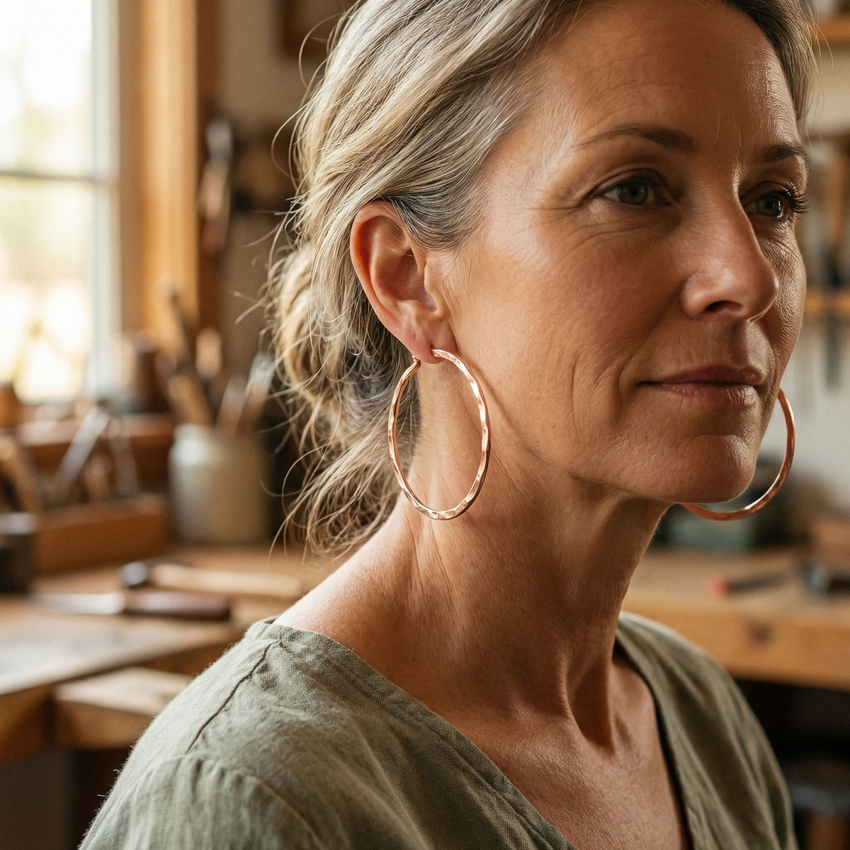 Boucles d'oreilles en cuivre Saule de Marie & Sylvie