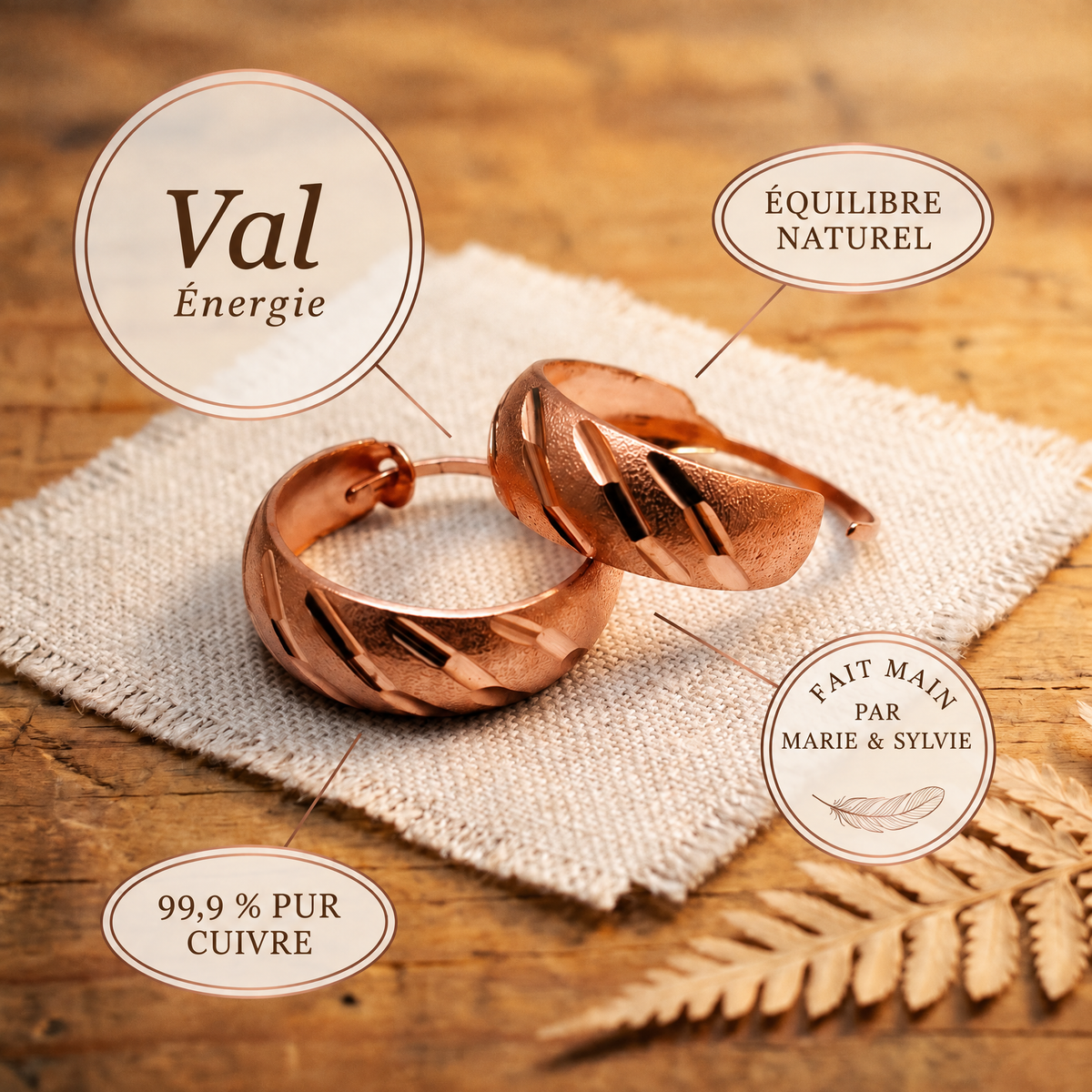 Boucles d'oreilles en cuivre Val de Marie & Sylvie