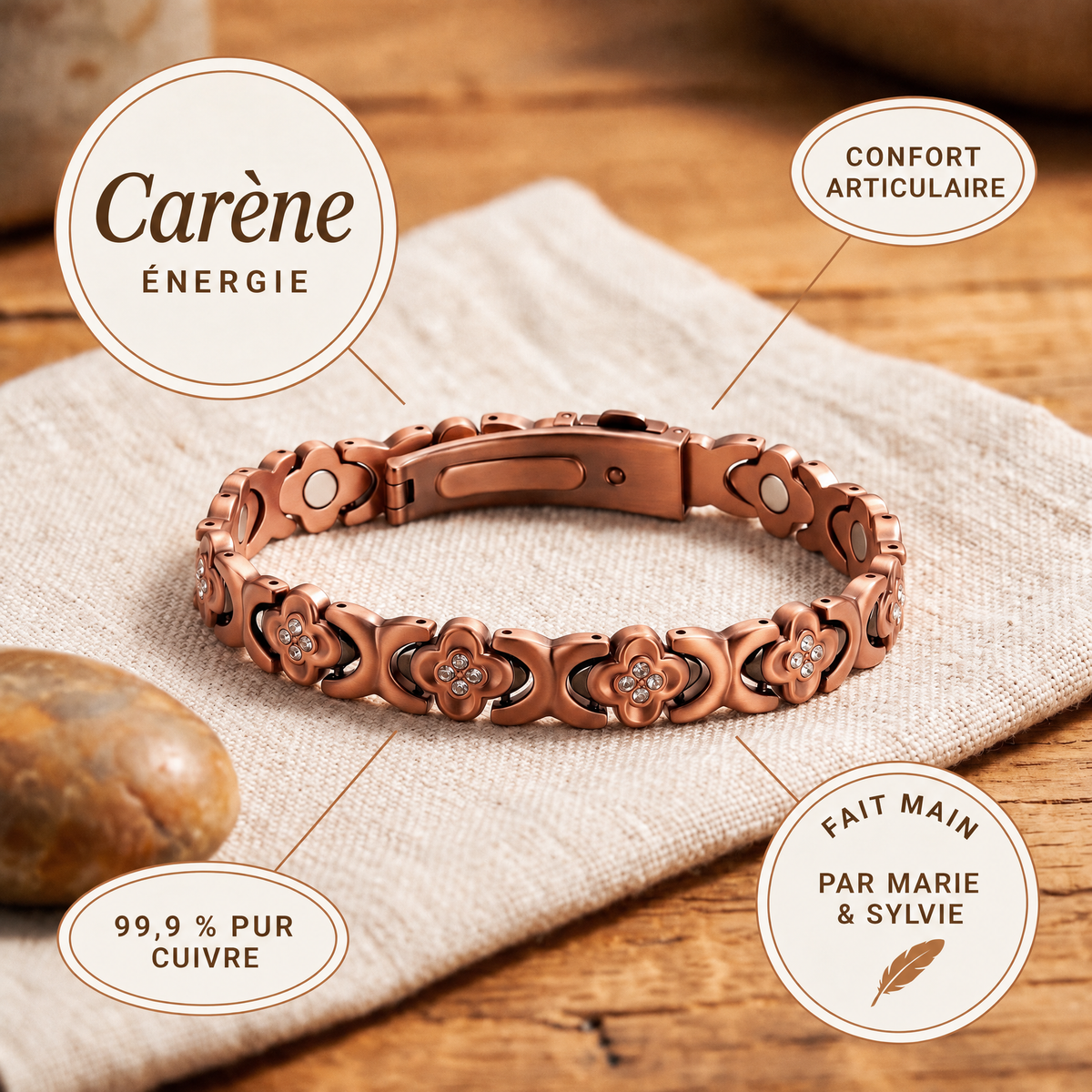 Bracelet en cuivre Carène de Marie & Sylvie