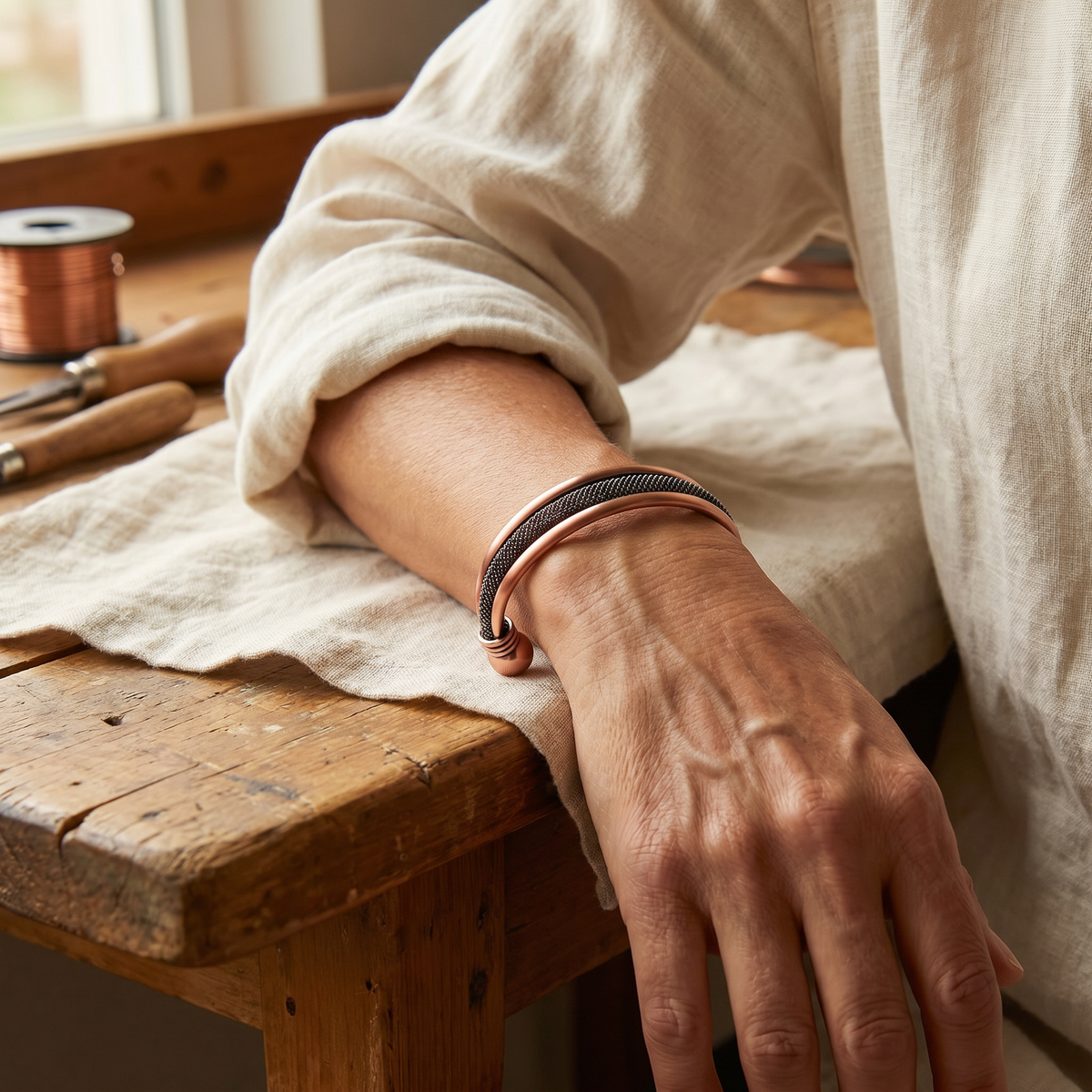 Bracelet en cuivre Cairn de Marie & Sylvie
