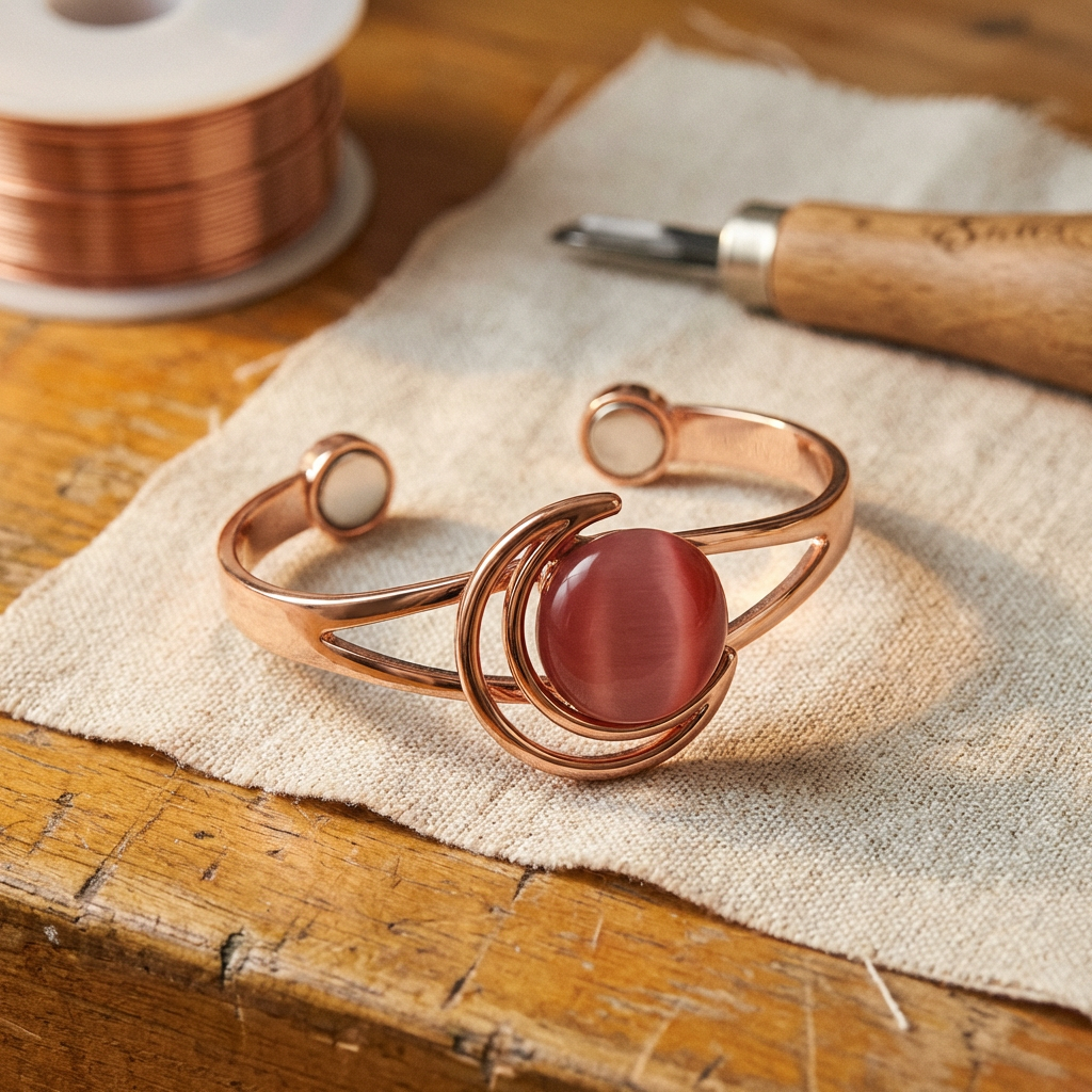 Bracelet en cuivre Sphère rose de Marie & Sylvie