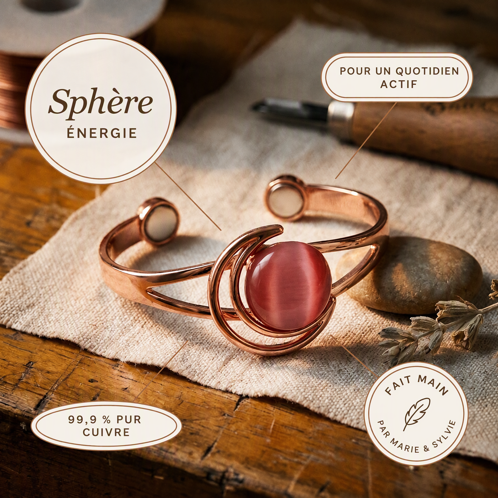Bracelet en cuivre Sphère rose de Marie & Sylvie