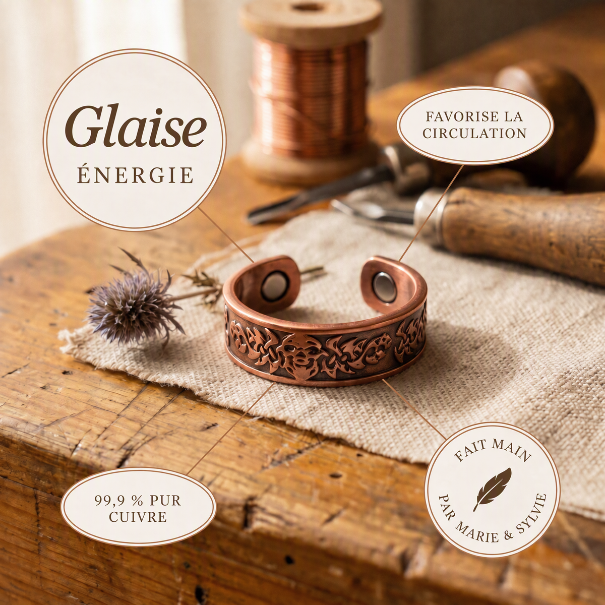 Bague en cuivre Glaise de Marie & Sylvie