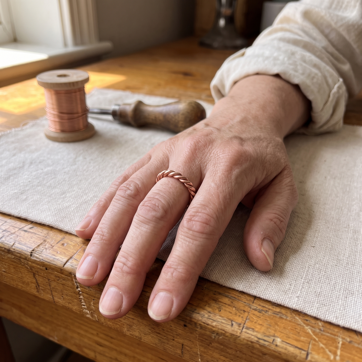 Bague torsade en cuivre de Marie & Sylvie