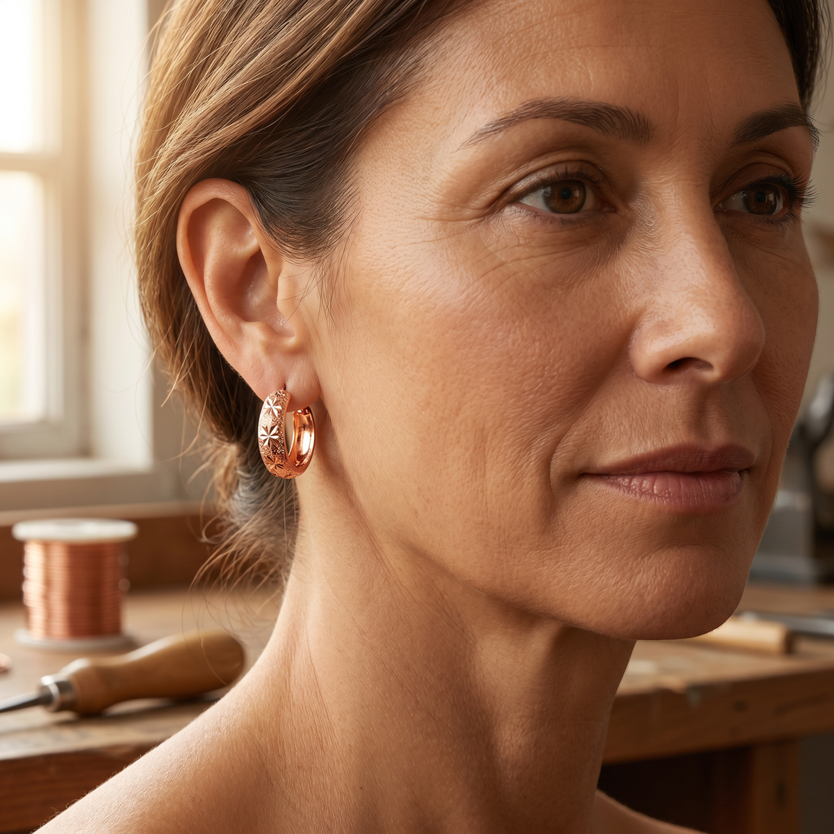 Boucles d'oreilles en cuivre Rosée de Marie & Sylvie