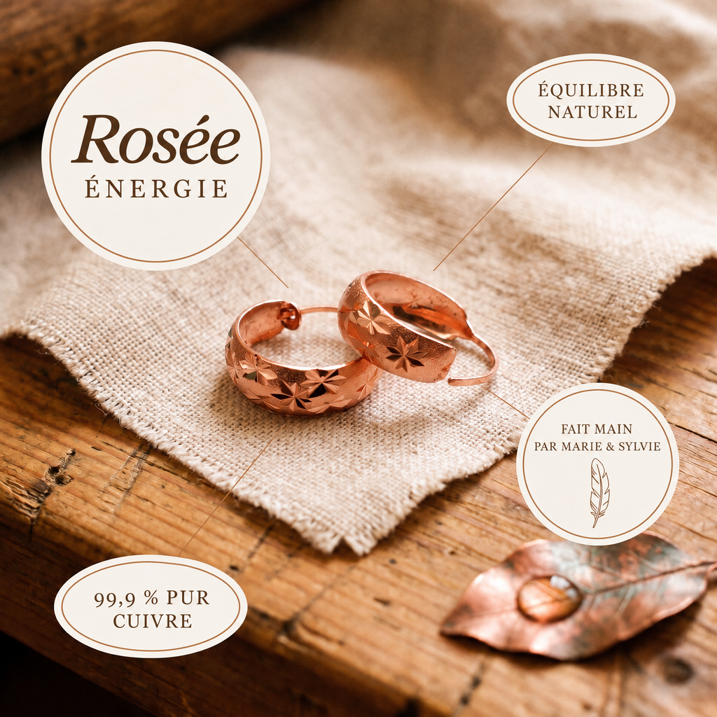 Boucles d'oreilles en cuivre Rosée de Marie & Sylvie