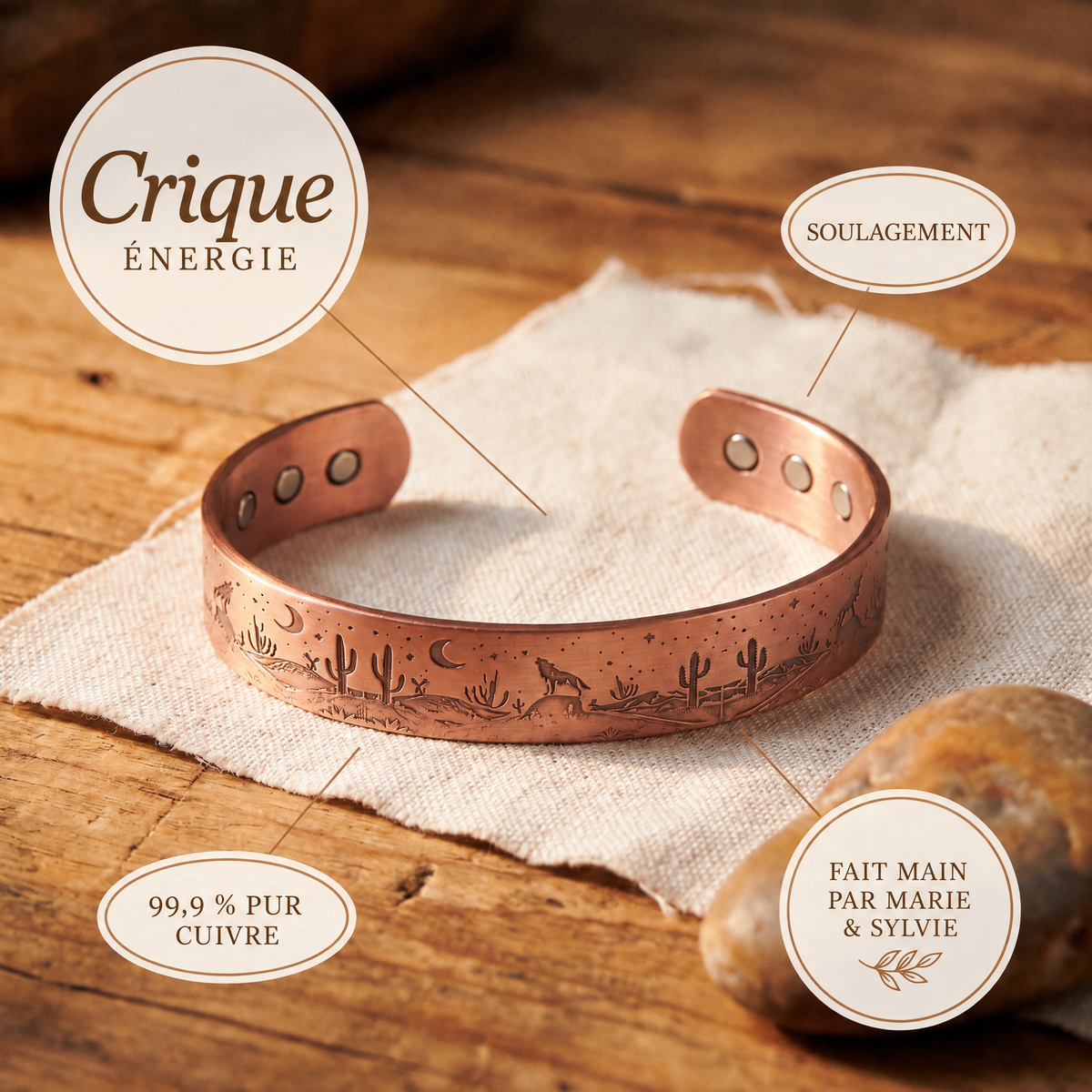 Bracelet en cuivre Crique de Marie & Sylvie