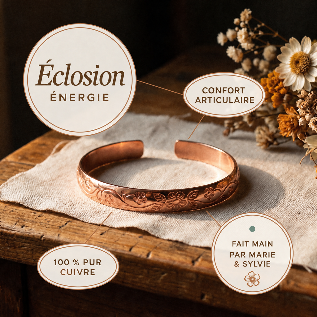 Bracelet en cuivre Éclosion de Marie & Sylvie