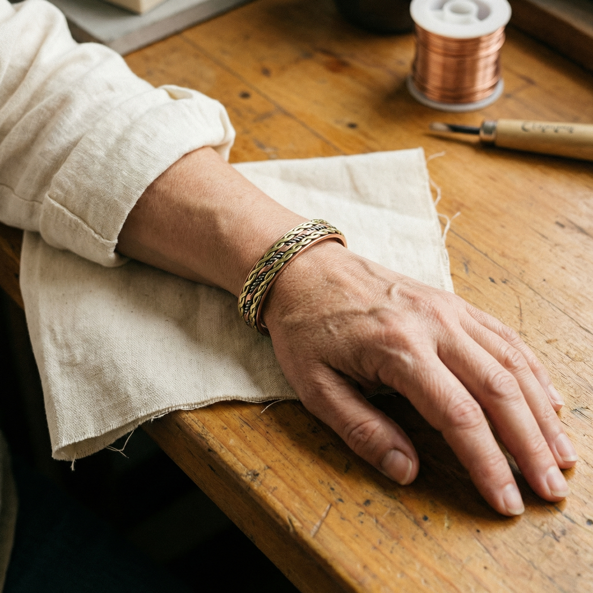 Bracelet en cuivre Entrelacs de Marie & Sylvie