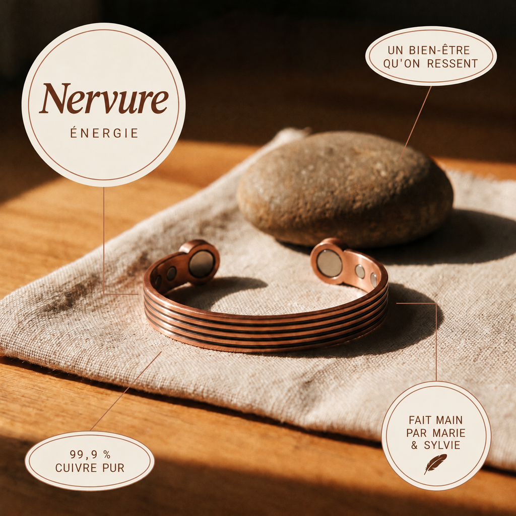 Bracelet en cuivre Nervure de Marie & Sylvie