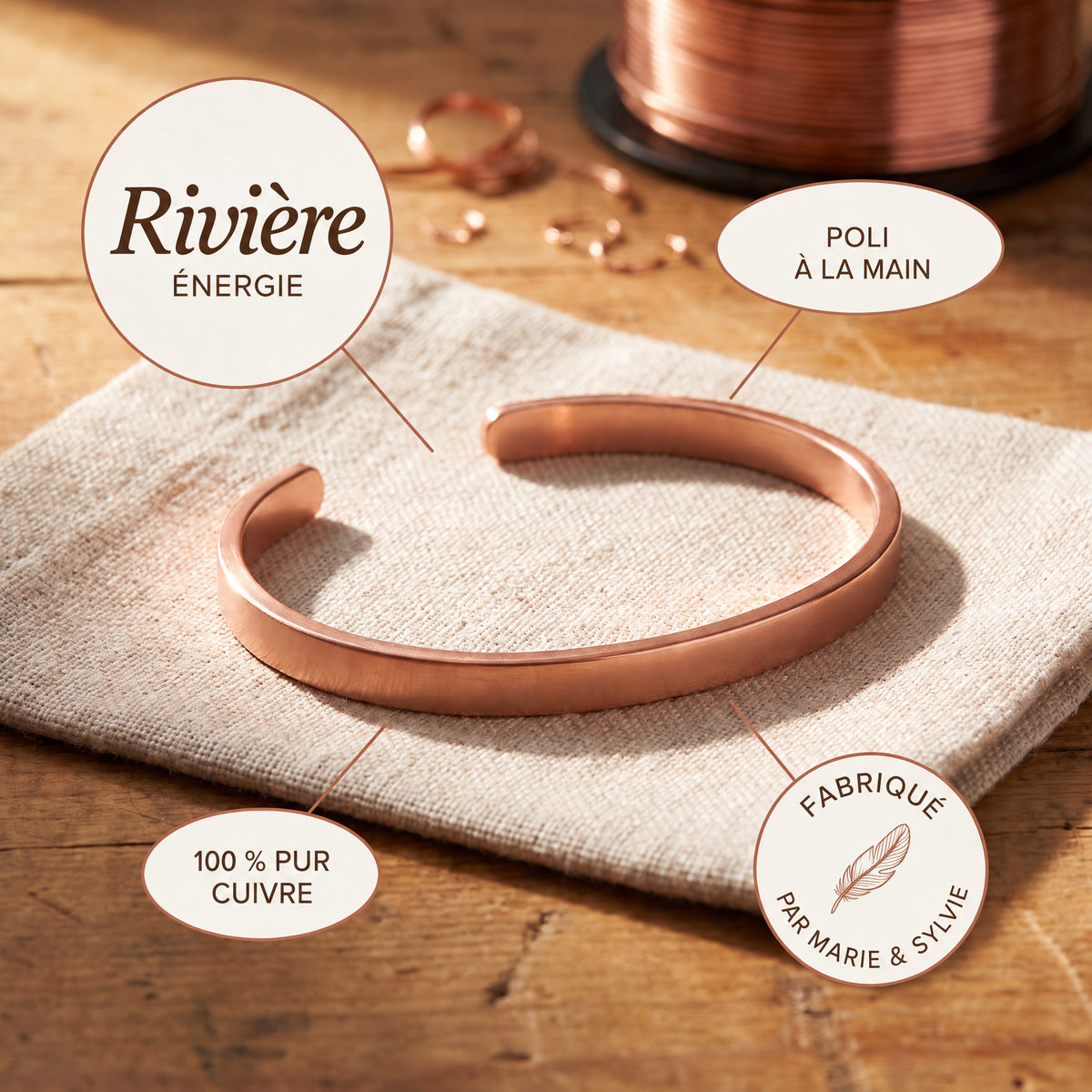 Bracelet en cuivre Rivière de Marie & Sylvie