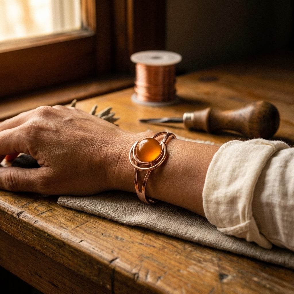 Bracelet en cuivre Sphère orange de Marie & Sylvie