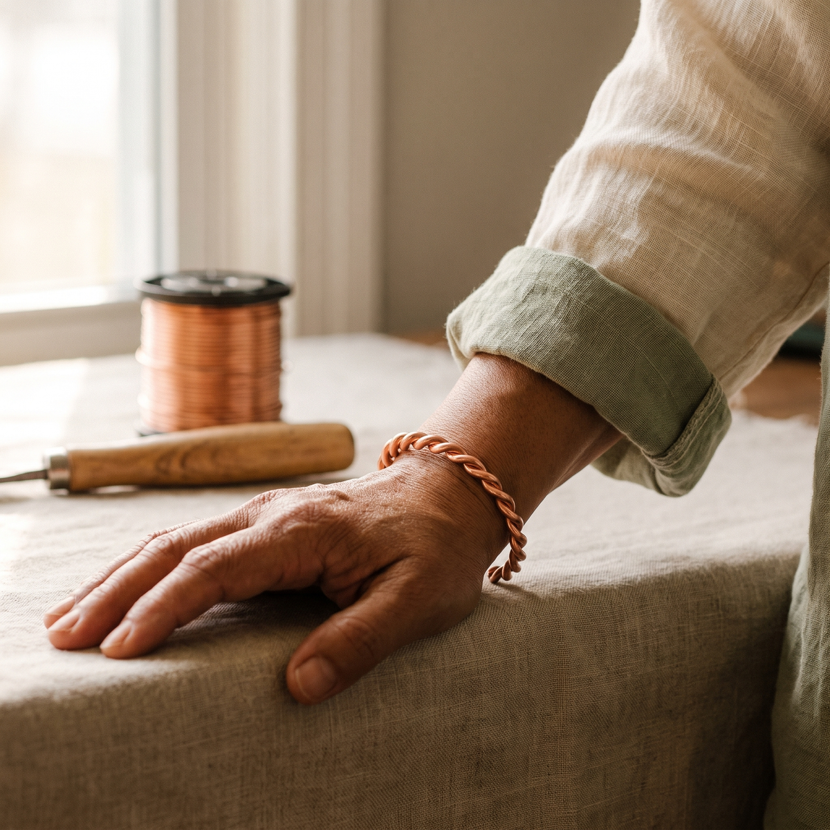 Bracelet en cuivre Torsade de Marie & Sylvie