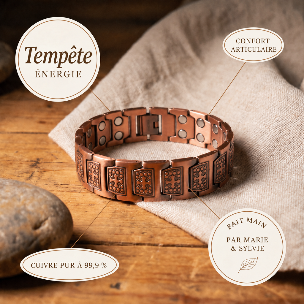 Bracelet en cuivre pour homme Tempête de Marie & Sylvie