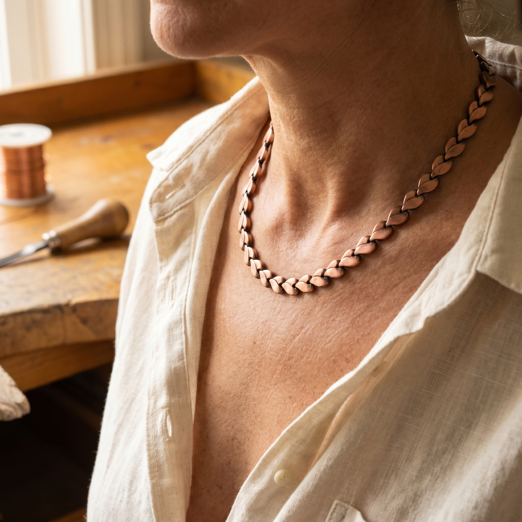 Collier en cuivre Églantine de Marie & Sylvie