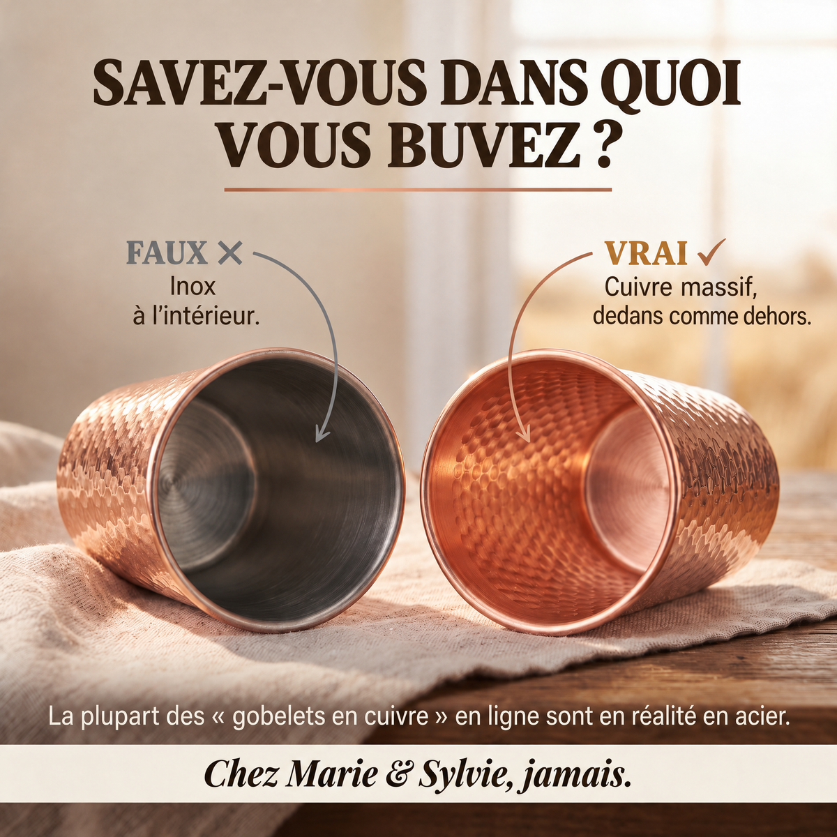 Gobelet en cuivre pur de Marie & Sylvie