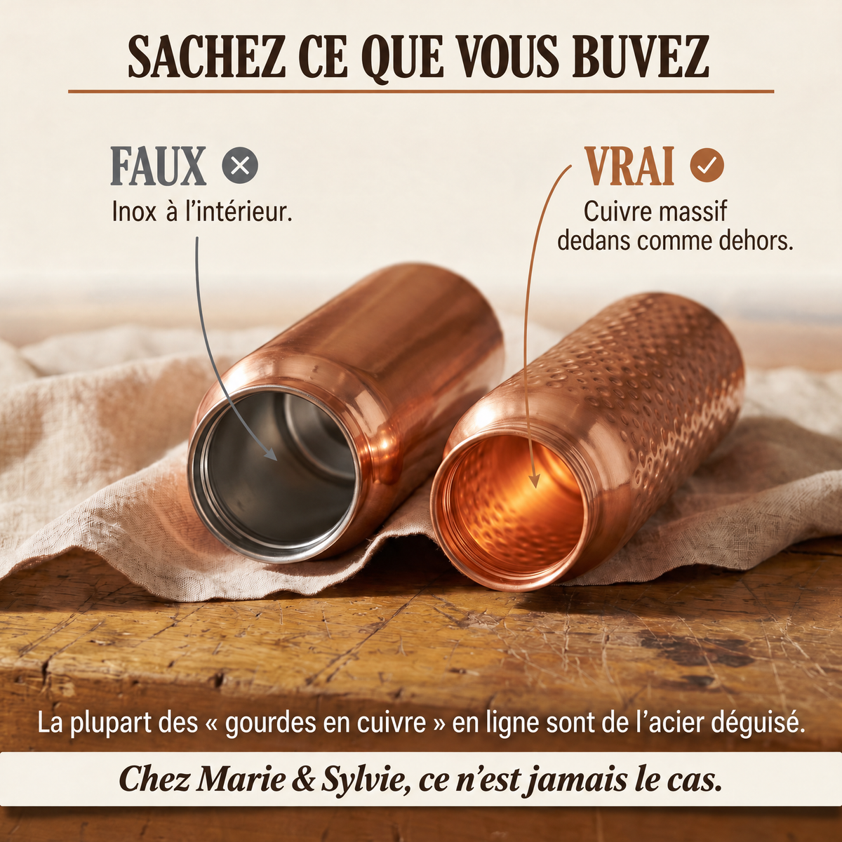 Gourde en cuivre pur de Marie & Sylvie