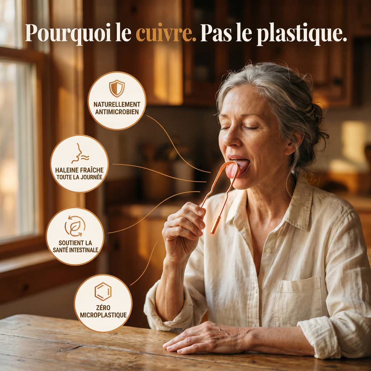 Gratte-langue en cuivre pur