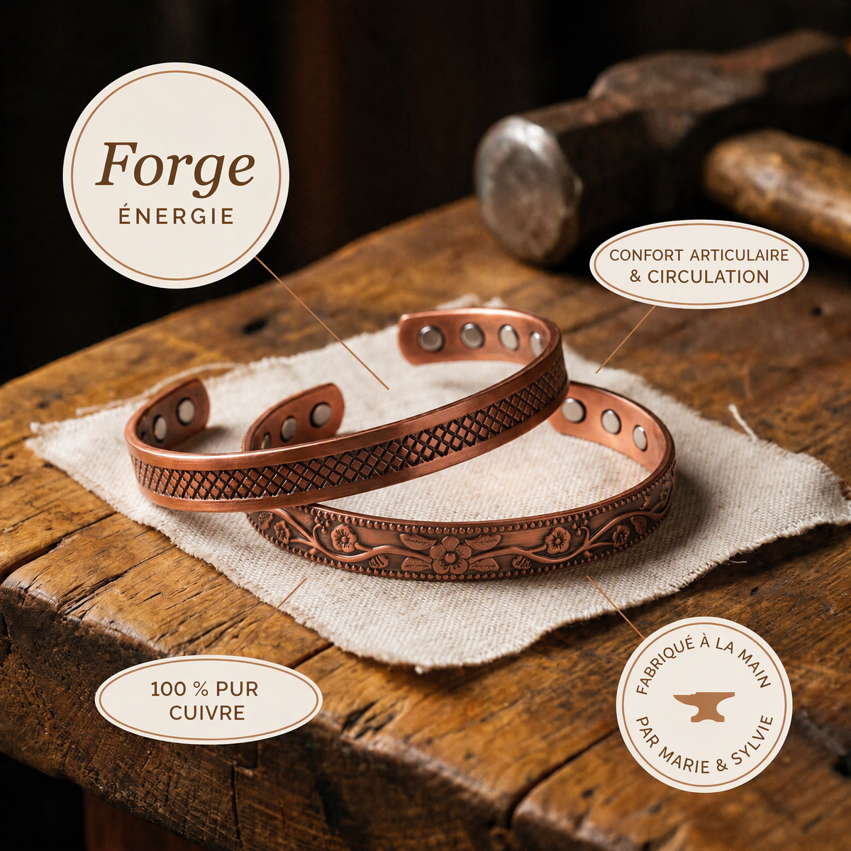 Parure en cuivre Forge de Marie & Sylvie