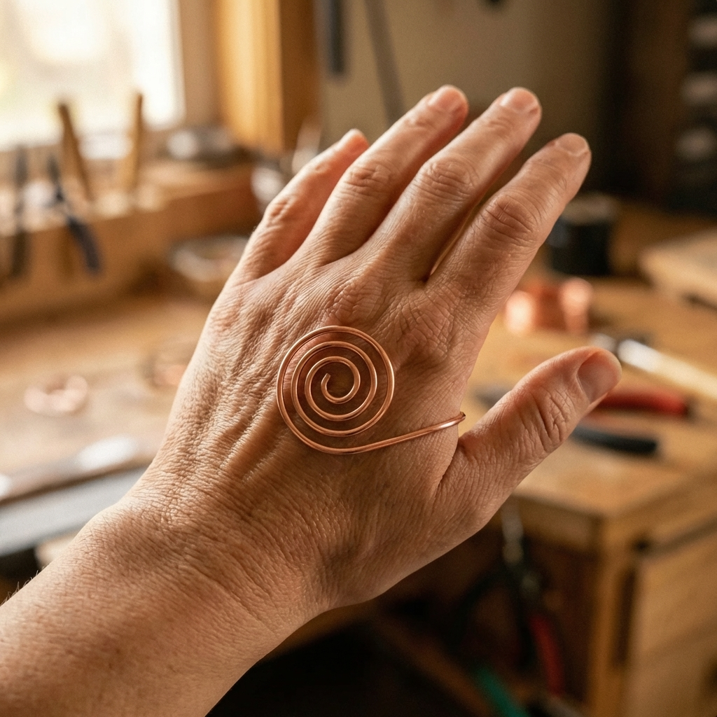 Spirale de main en cuivre Onde de Marie & Sylvie