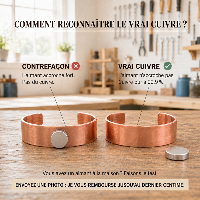Reconnaître le vrai cuivre grâce au test de l'aimant